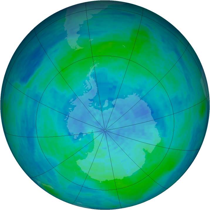 Antarctic ozone map for 20 February 1994